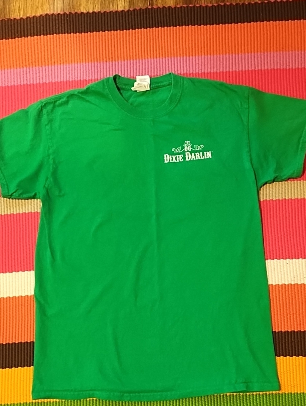 Gildan Bright Green Crewneck Tee with White Tag VGC Medium. "Dixie Darlin".